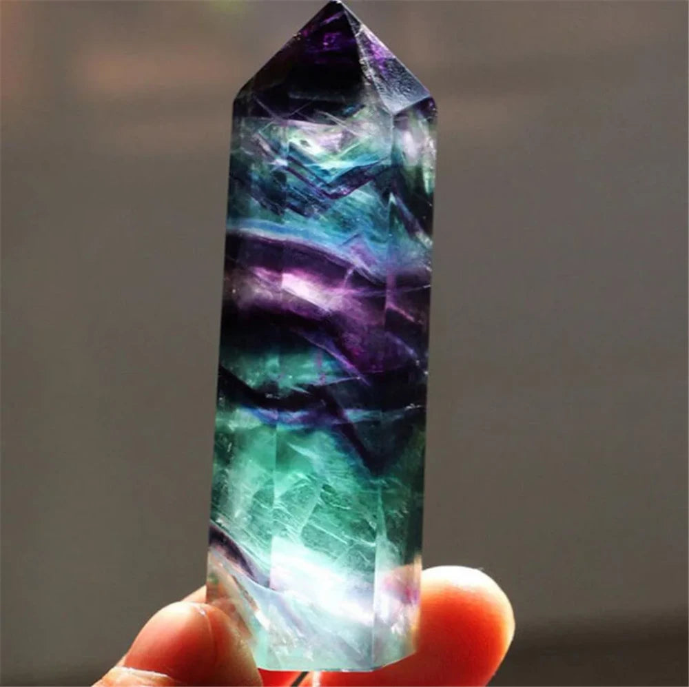 Natural Fluorite Quartz Crystal Wand