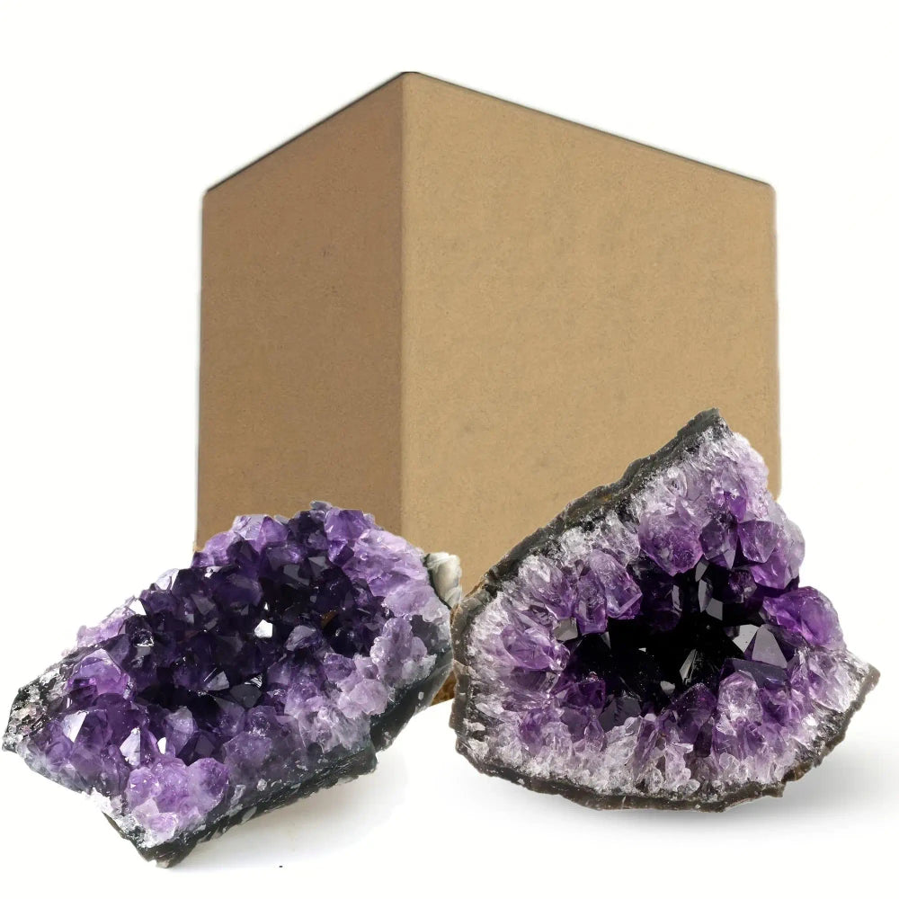2 Piece Raw Amethyst Crystal Cluster Set