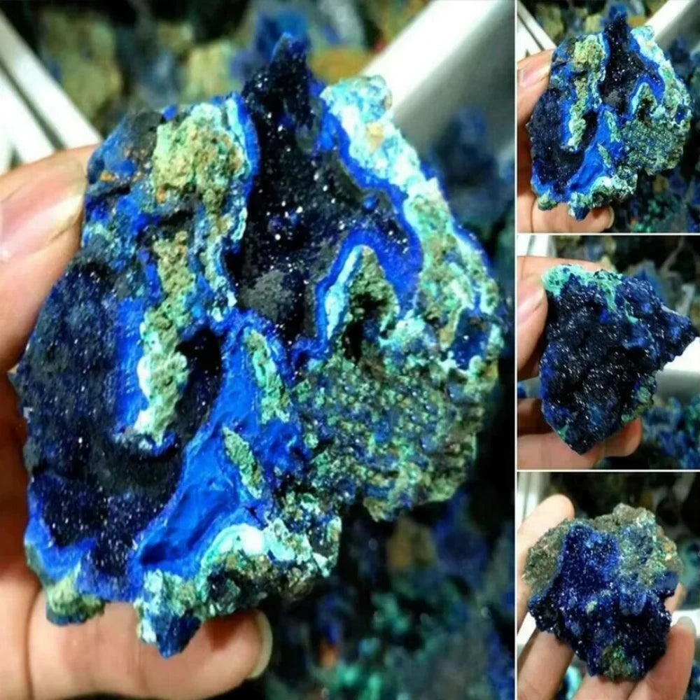 Natural Geode Crystal Azurite Malachite Mineral Specimen Stone