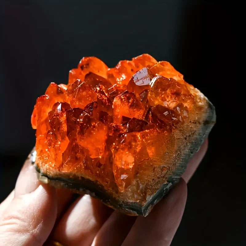 Natural Orange Quartz Crystal Cluster