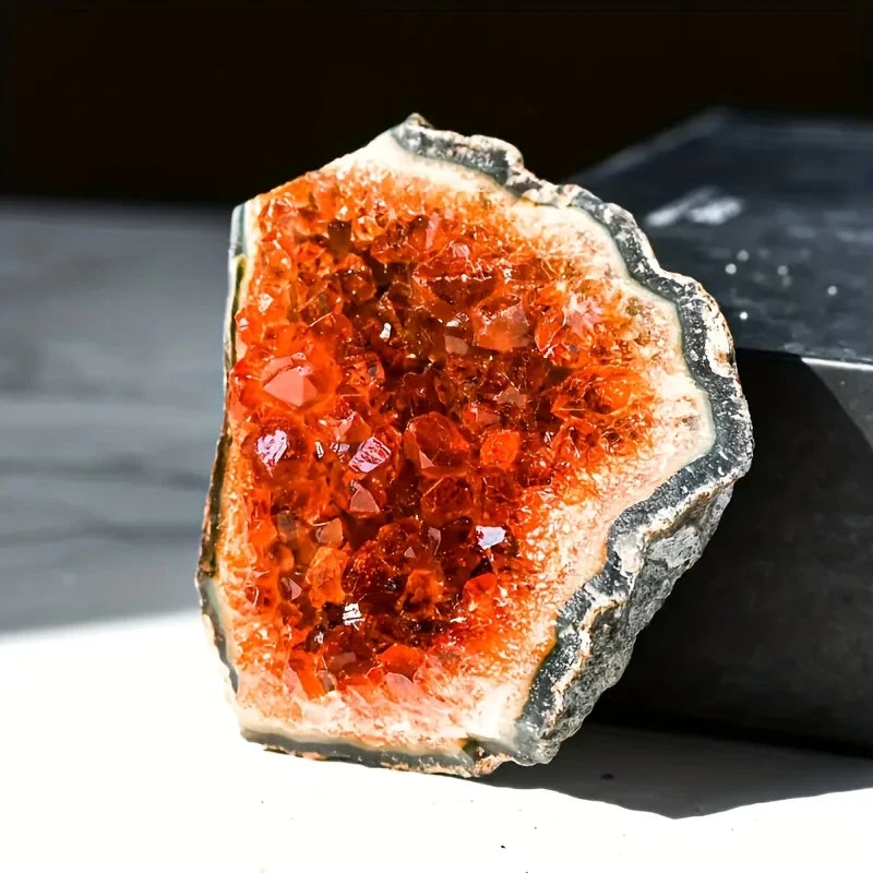 Natural Orange Quartz Crystal Cluster