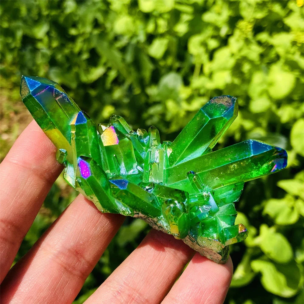 Green Halo Titanium Crystal Quartz Cluster