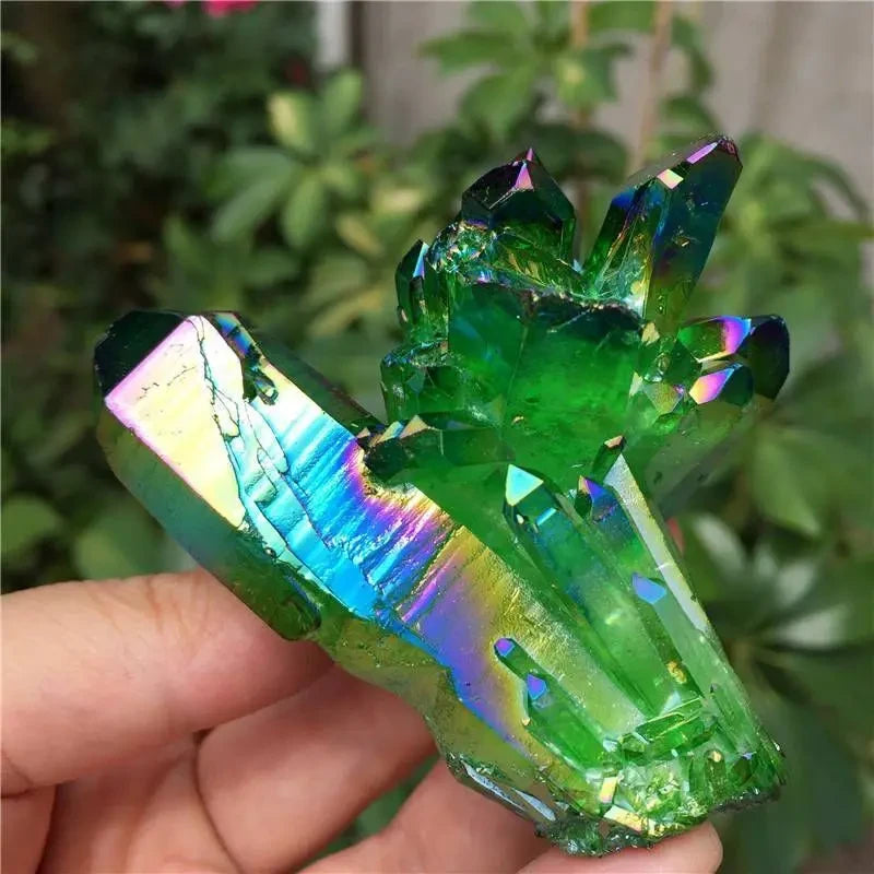 Green Halo Titanium Crystal Quartz Cluster