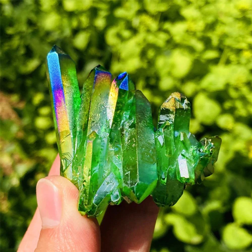 Green Halo Titanium Crystal Quartz Cluster