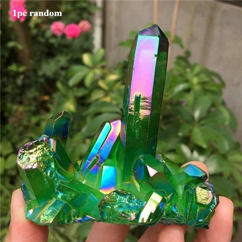 Green Halo Titanium Crystal Quartz Cluster