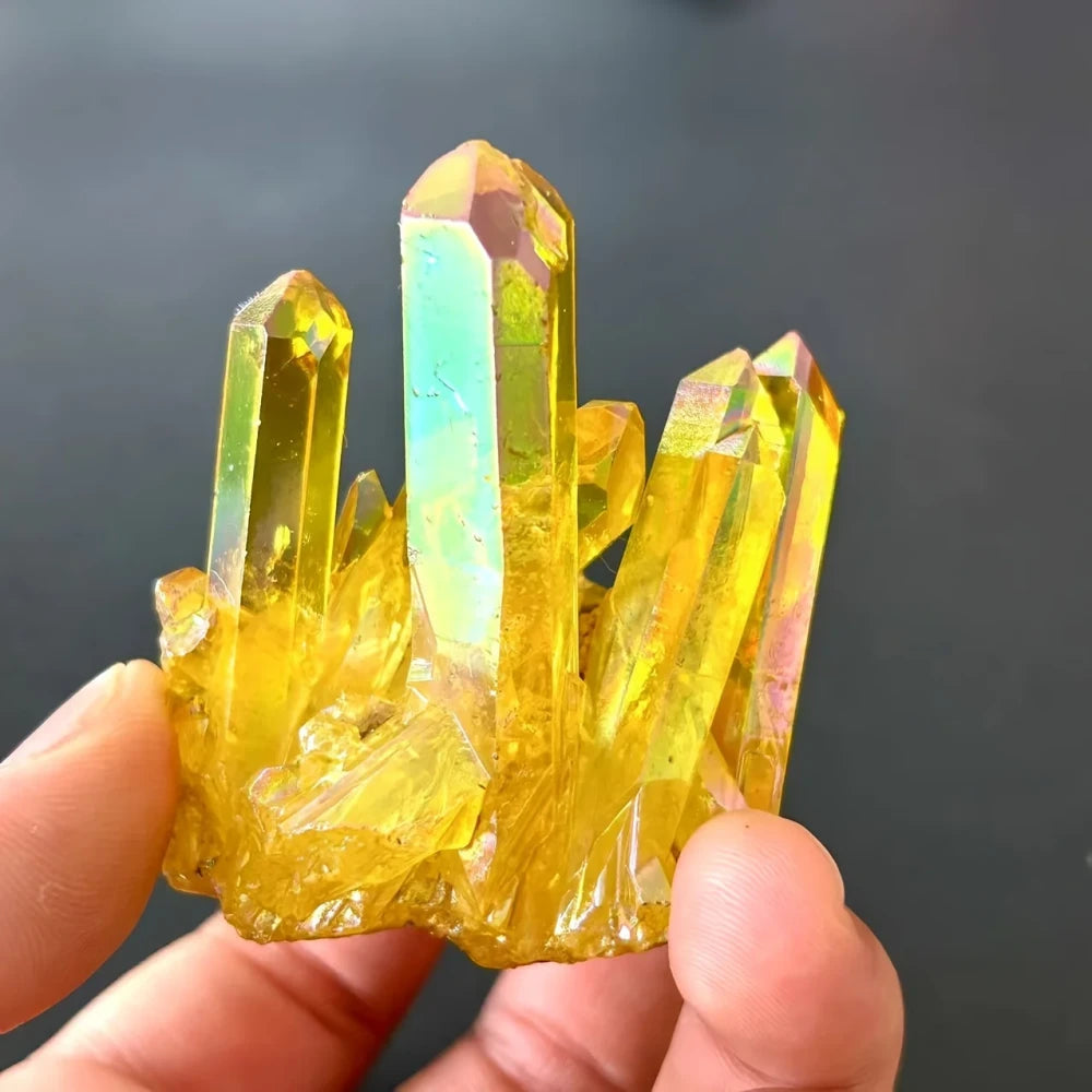 Rough Yellow Mineral Quartz Crystal Cluster