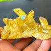 Rough Yellow Mineral Quartz Crystal Cluster