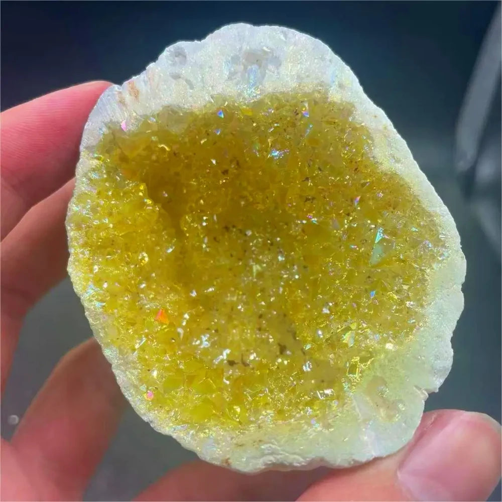 Natural Yellow Agate Crystal Cave Mineral Specimen