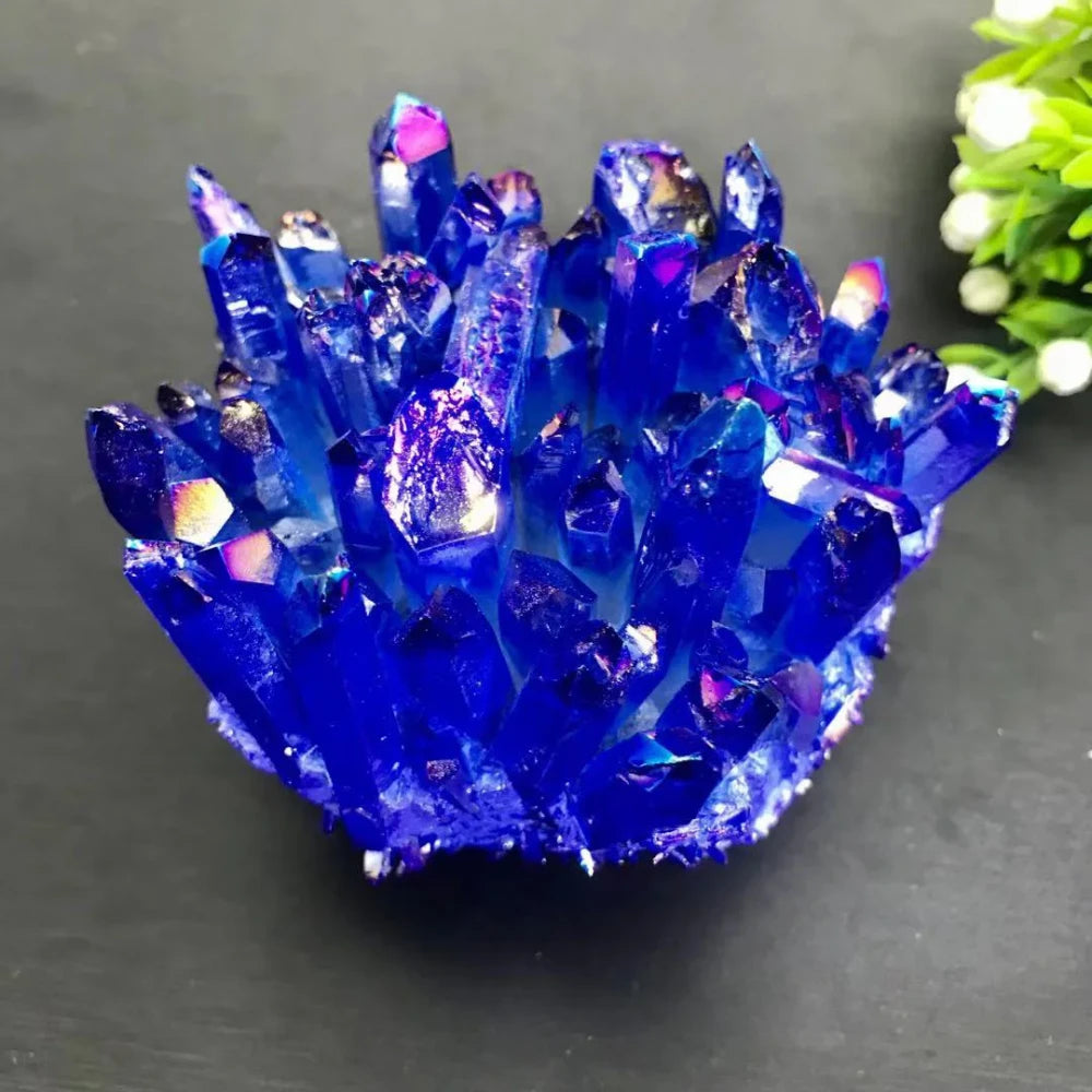 Electroplated Blue Geode Crystal Pillar
