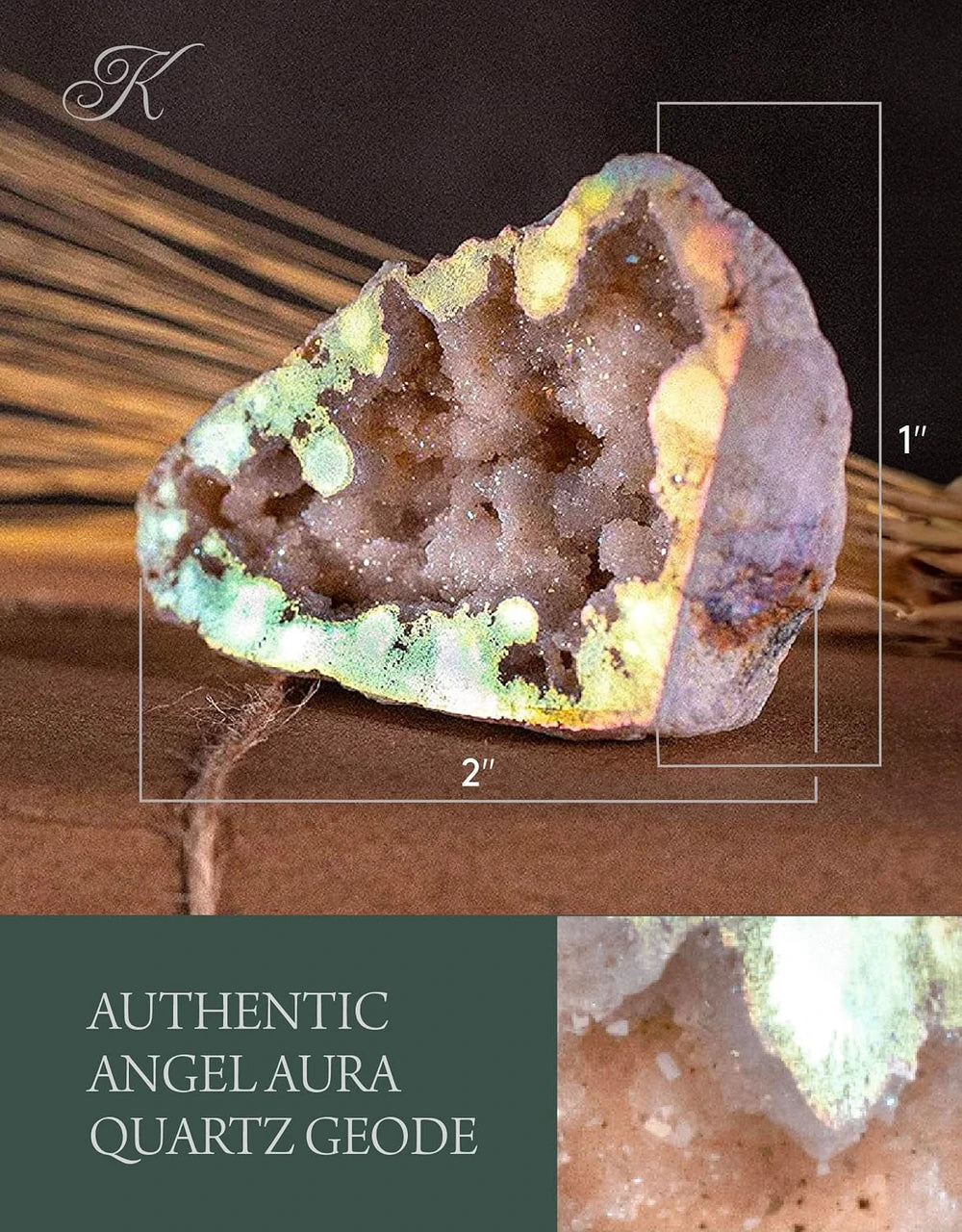 Kalifano Angel Aura Quartz Geode Crystal