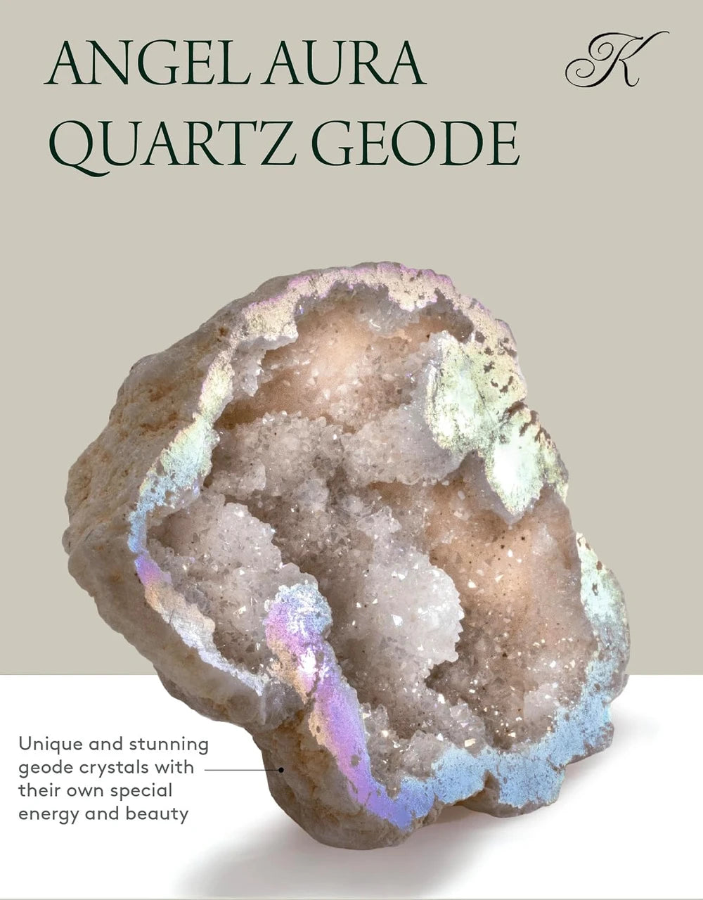 Kalifano Angel Aura Quartz Geode Crystal