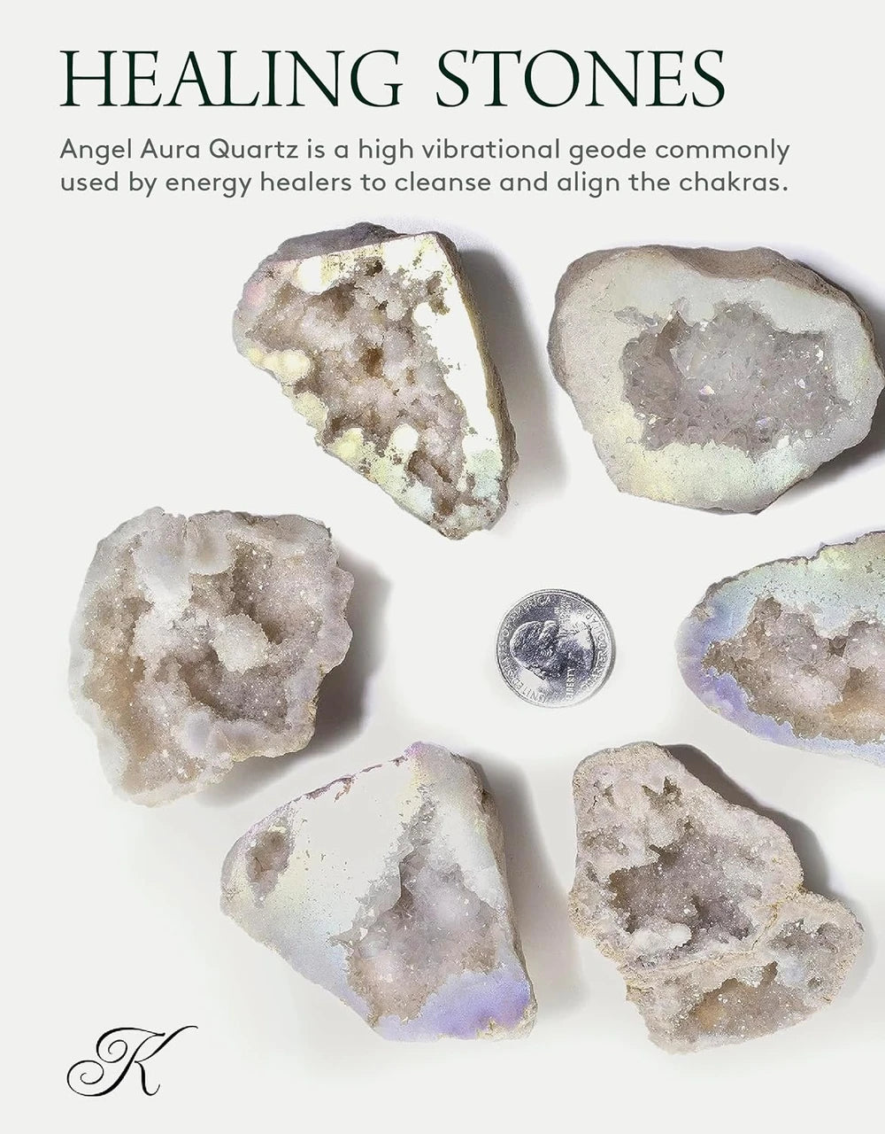 Kalifano Angel Aura Quartz Geode Crystal