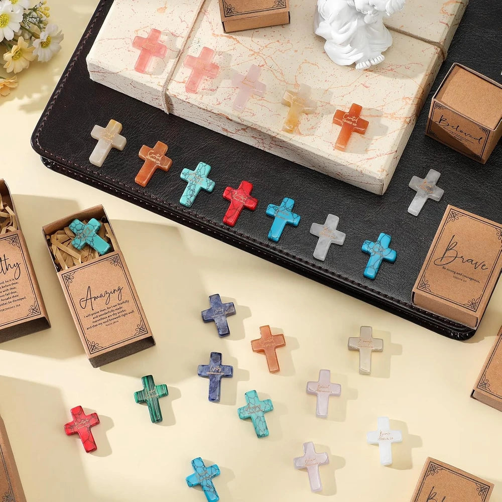 Christian Engraved Crystal Cross Set