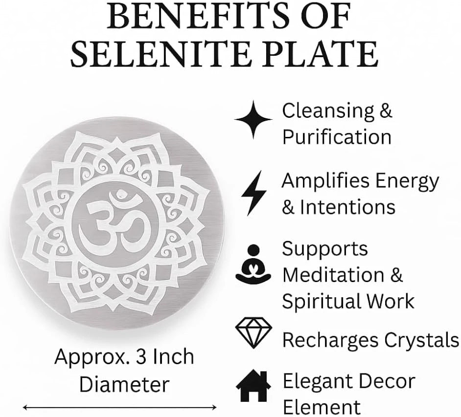 Selenite Crystal 3" Engraved Charging Plate