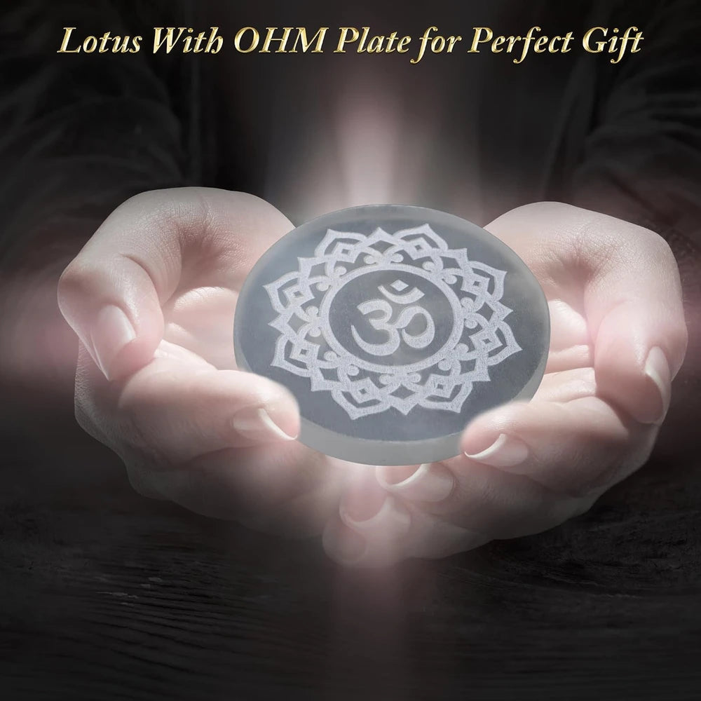 Selenite Crystal 3" Engraved Charging Plate