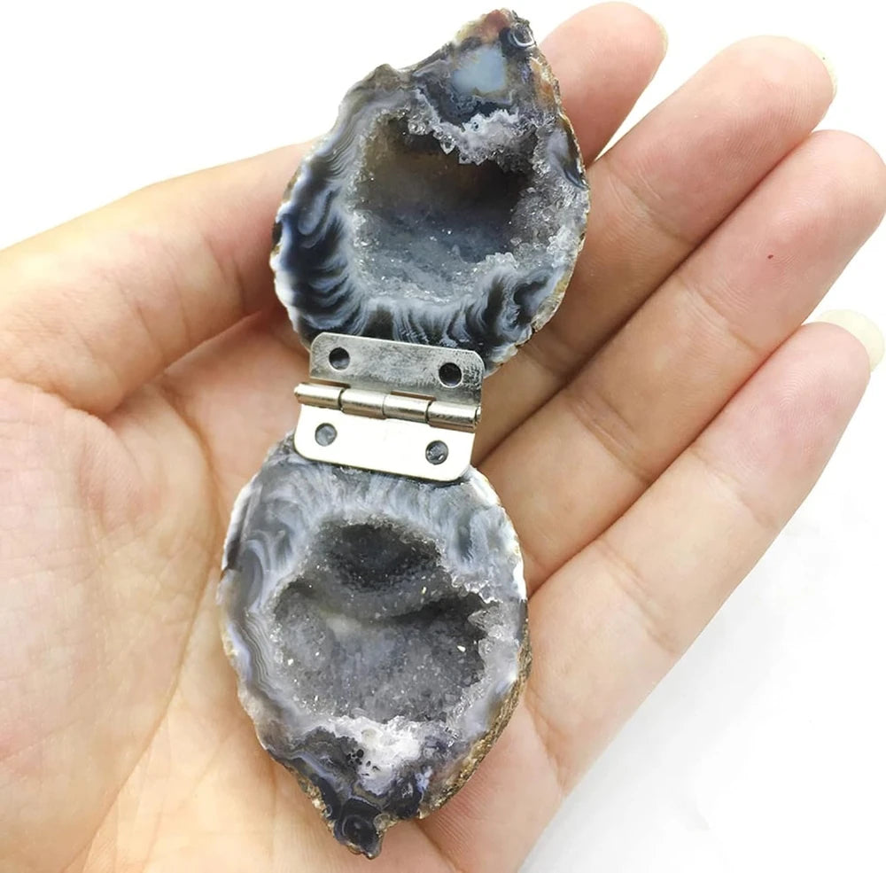 Natural Crystal Geode Rough Quartz Ring Box for Proposal