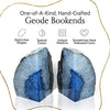 Natural Blue Agate Crystal Geode Bookends