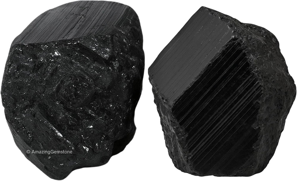 Raw Black Tourmaline Crystals, 2 Piece