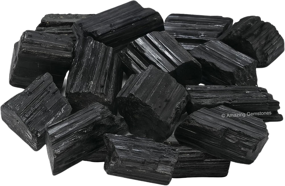 Raw Black Tourmaline Crystals, 2 Piece