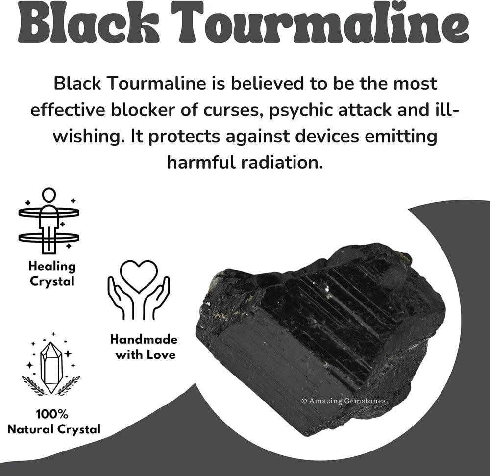 Raw Black Tourmaline Crystals, 2 Piece
