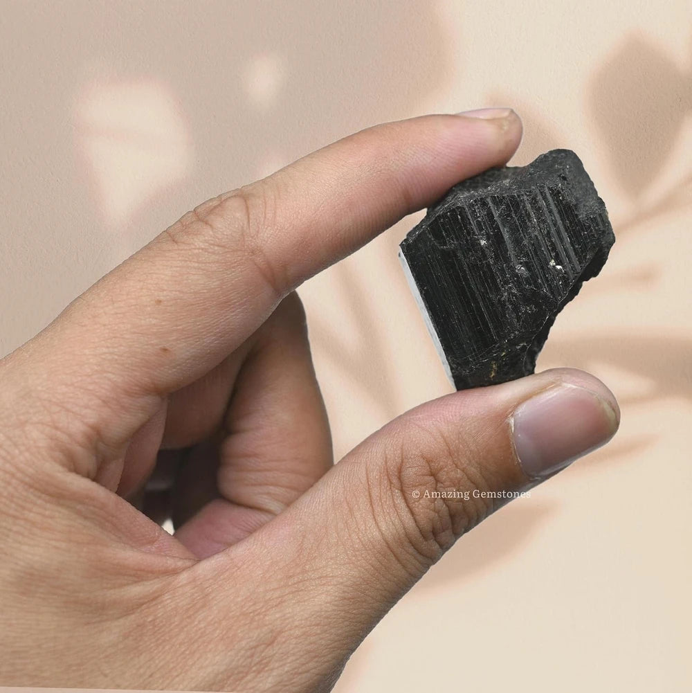 Raw Black Tourmaline Crystals, 2 Piece