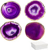 Purple Agate Crystal Coaster Set of 4, With Gift Box