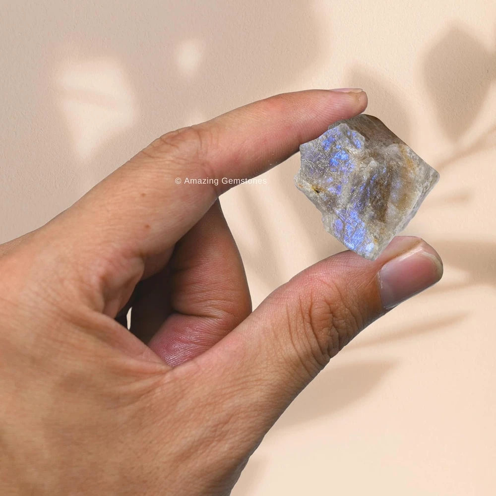 Raw Sun Moonstone Crystal Stones, 2 Piece