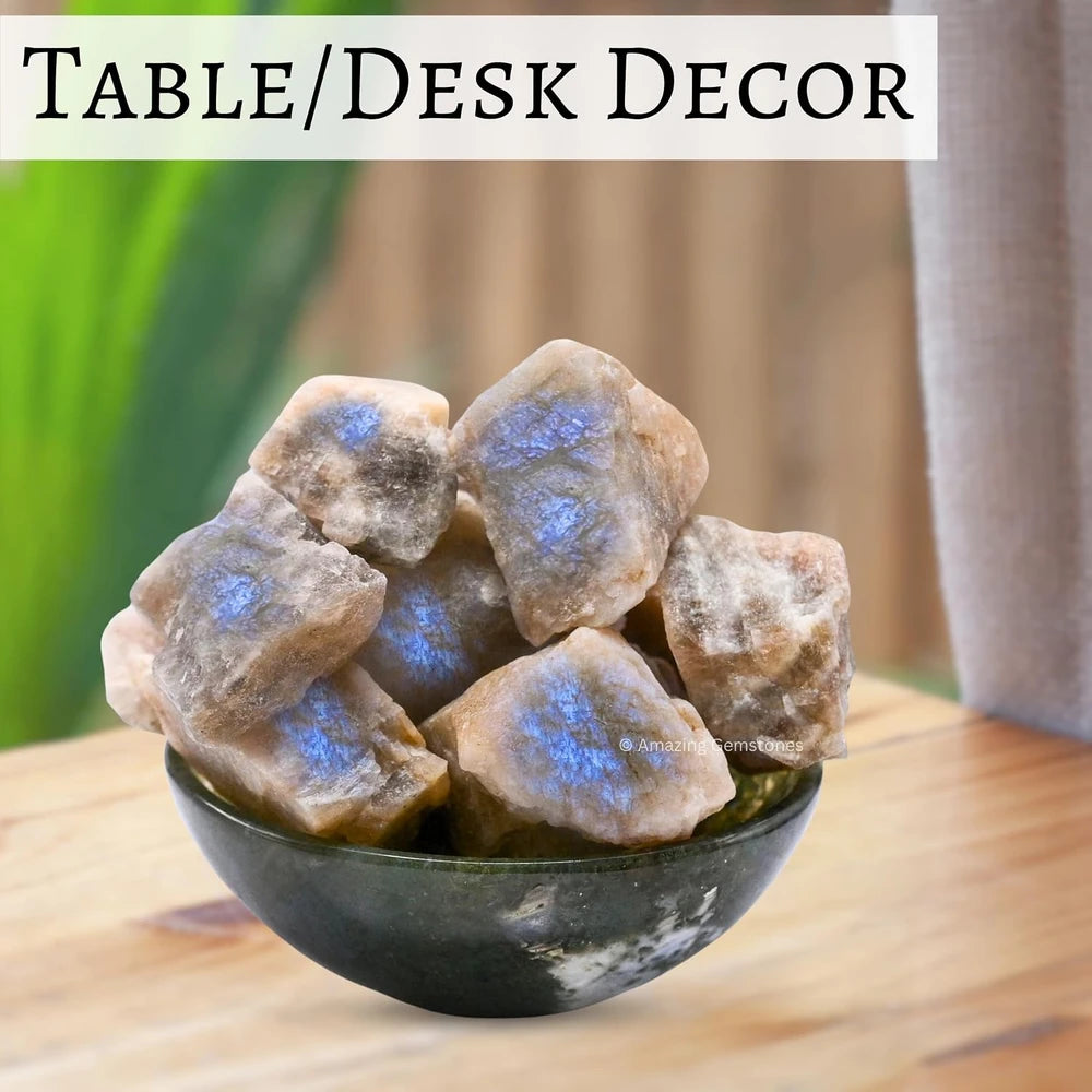 Raw Sun Moonstone Crystal Stones, 2 Piece