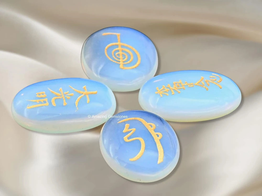 Engraved Opalite Crystal Reiki Stones