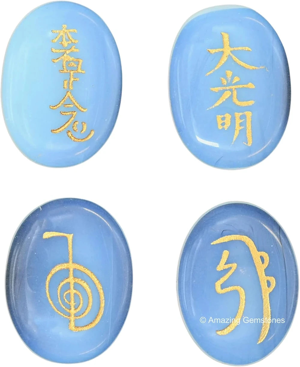 Engraved Opalite Crystal Reiki Stones