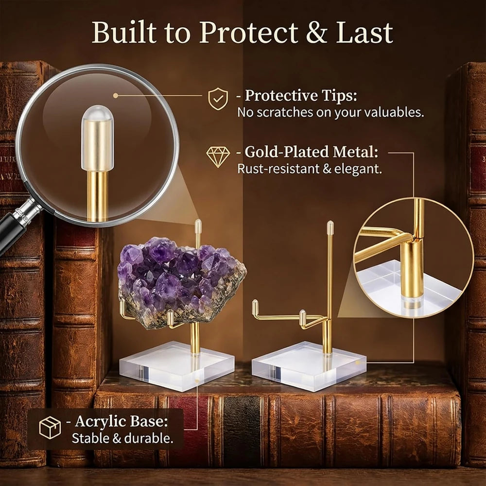 12 Piece Gold Crystal Display Stand, 2x2x3.5"