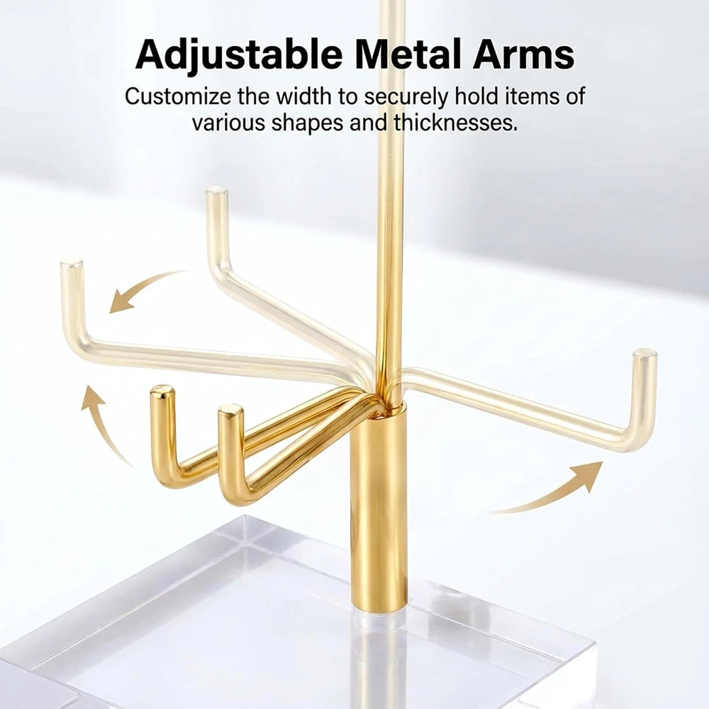 12 Piece Gold Crystal Display Stand, 2x2x3.5"