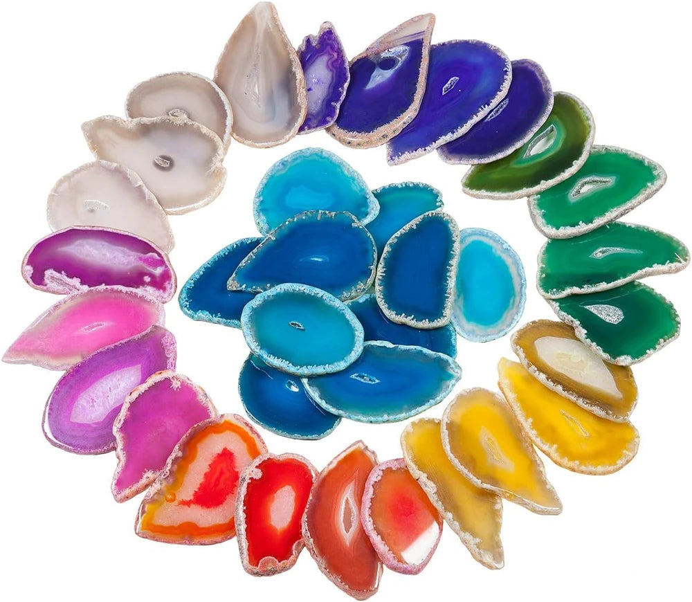 10 Piece Polished Agate Geode Crystal Table Slices