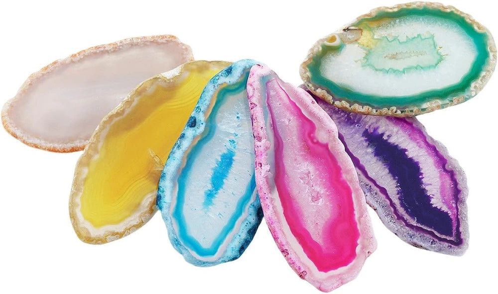 10 Piece Polished Agate Geode Crystal Table Slices