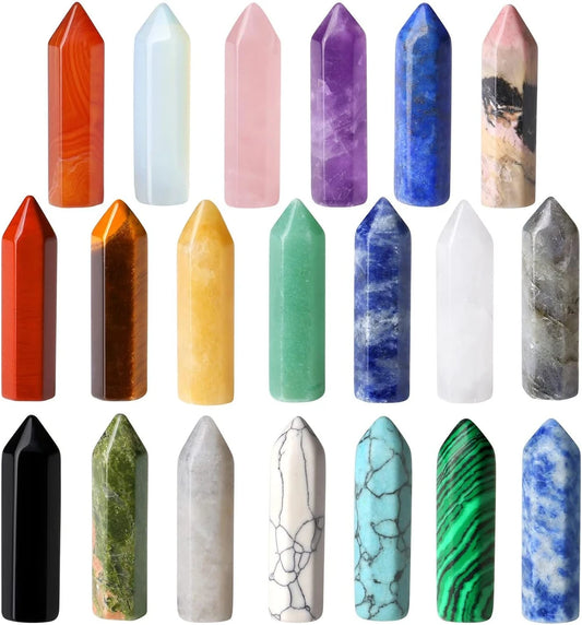 20 Piece Healing Crystal Wands Set
