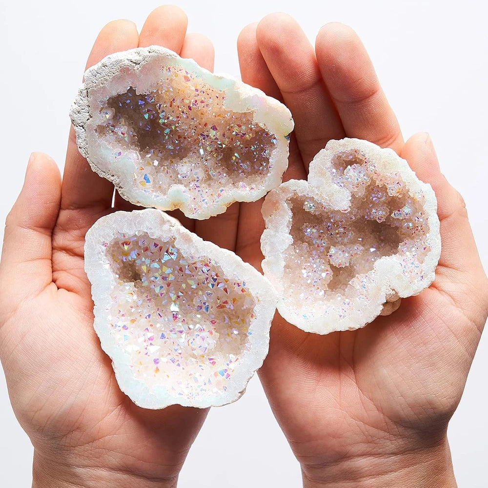 Natural Rainbow Titanium Quartz Geode