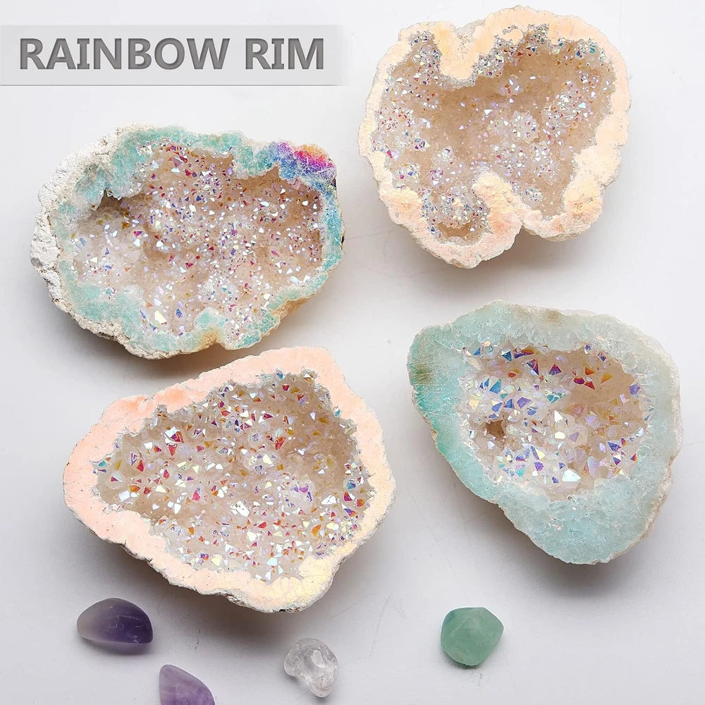Natural Rainbow Titanium Quartz Geode