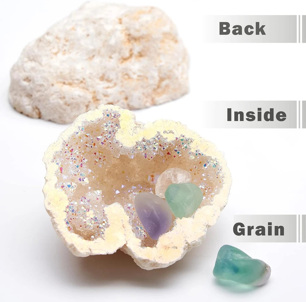 Natural Rainbow Titanium Quartz Geode