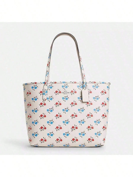Coach City Tote Bag With Floral Print Large Shoulder Bag For Women,Elegant Handbag Purse