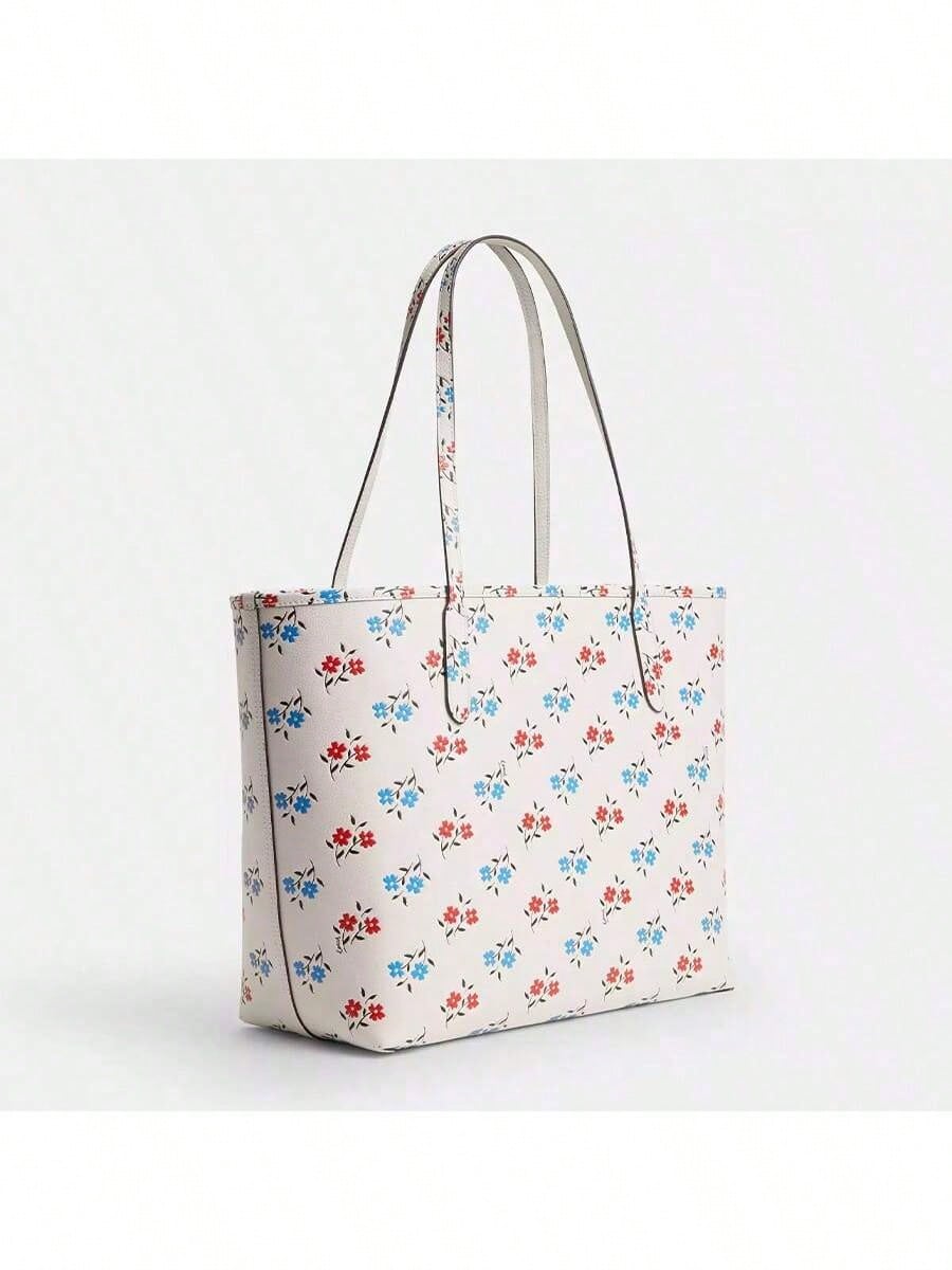 Coach City Tote Bag With Floral Print Large Shoulder Bag For Women,Elegant Handbag Purse