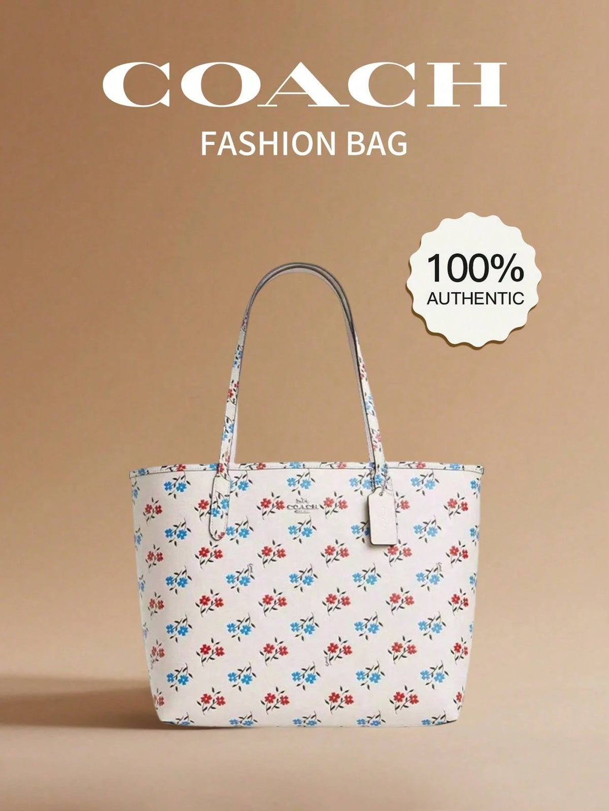 Coach City Tote Bag With Floral Print Large Shoulder Bag For Women,Elegant Handbag Purse